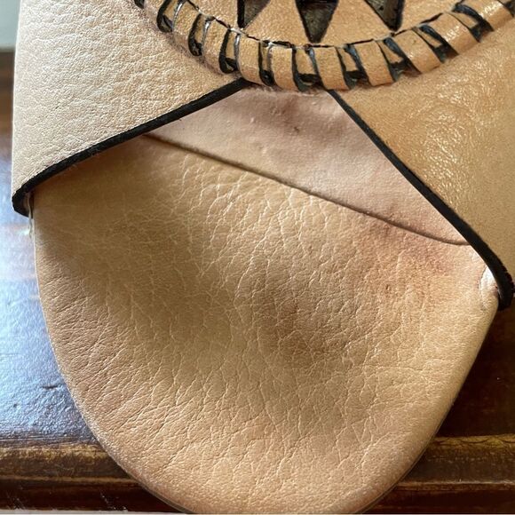 Brighton Rive Wedge Sandals Lasercut Natural Beige Tan Women's Size 6.5 - Picture 4 of 13